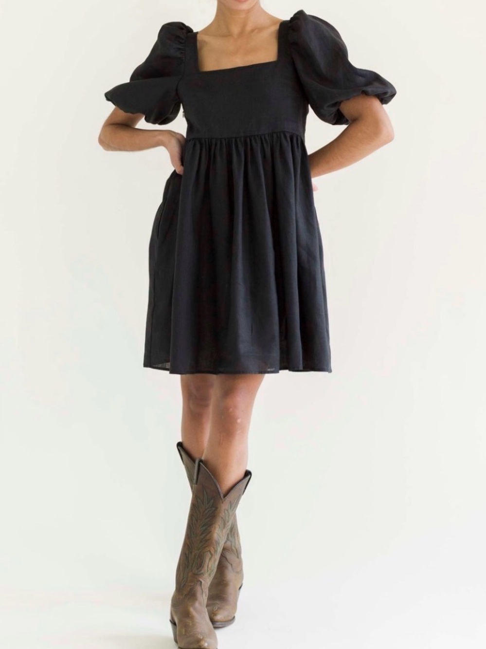 Black Denim Babydoll Dress